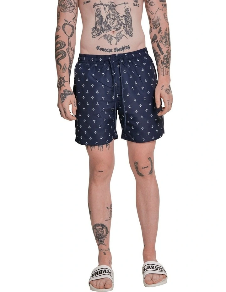 Anchor Pattern Swim Shorts in Navy