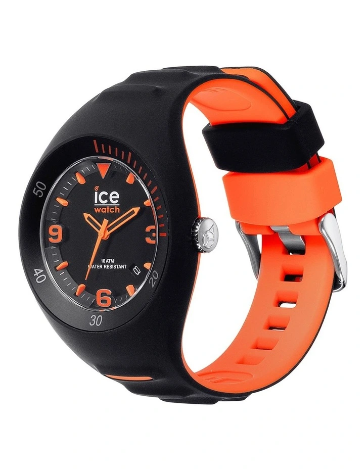 Ice P. Leclercq Orange Medium Black Silicone Chronograph Watch