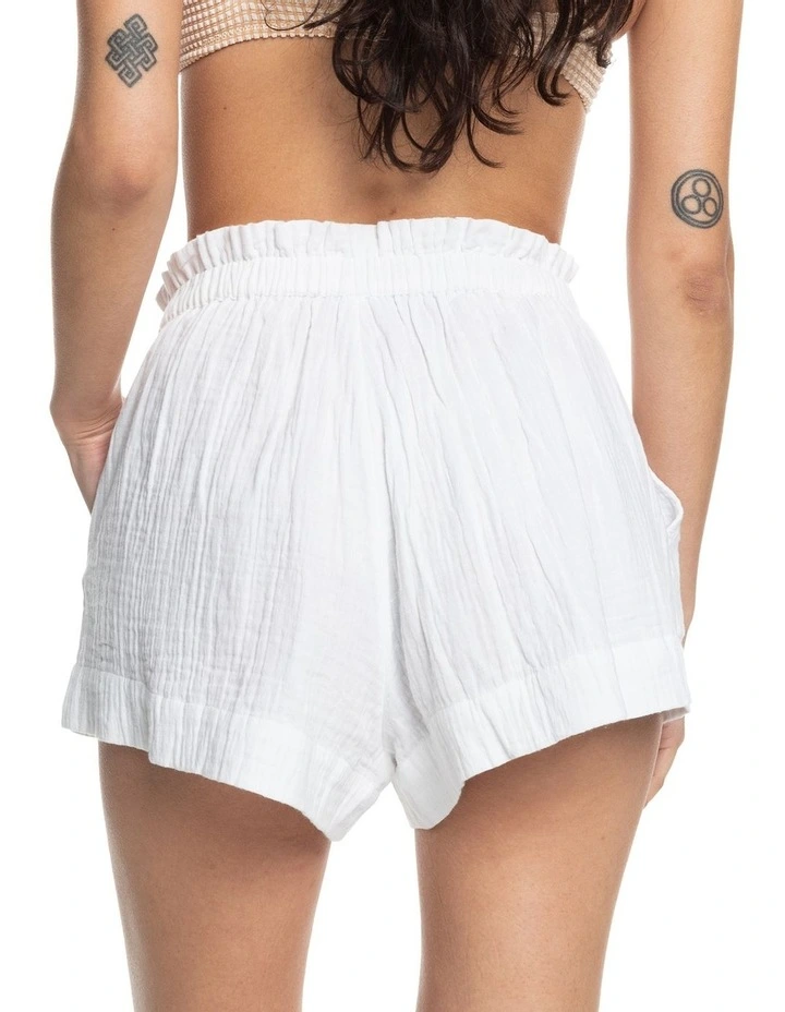 What A Vibe Elasticated Waist Beach Shorts in Snow White