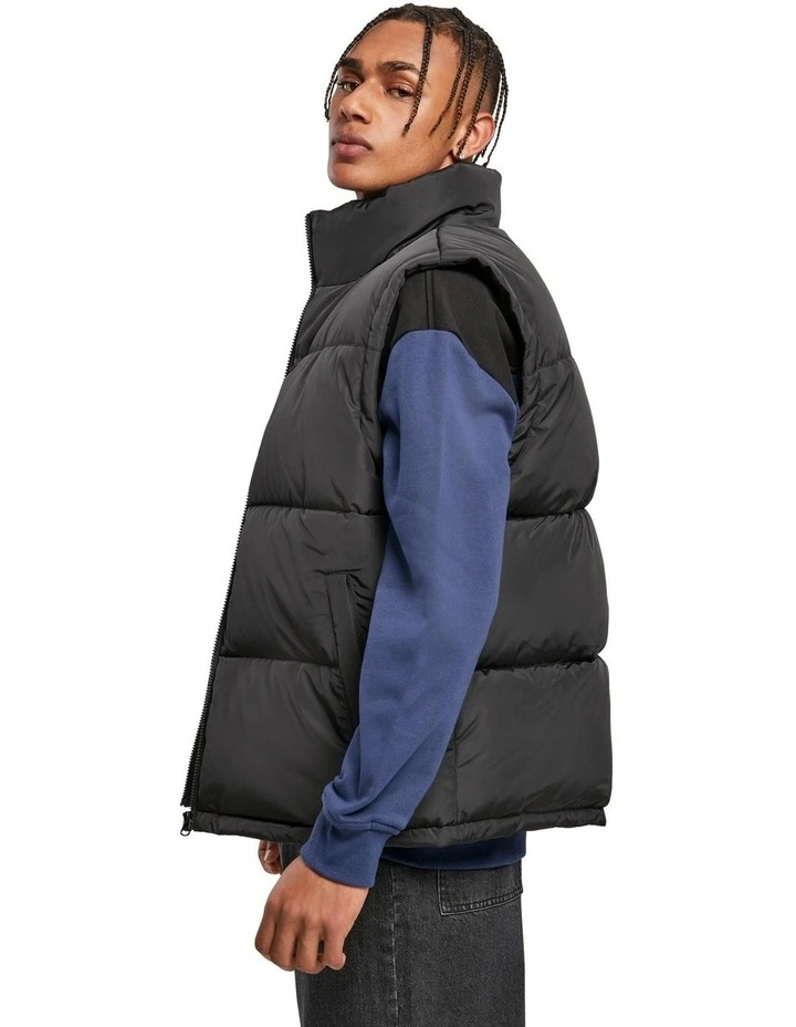 Mens Block Puffer Vest in Black