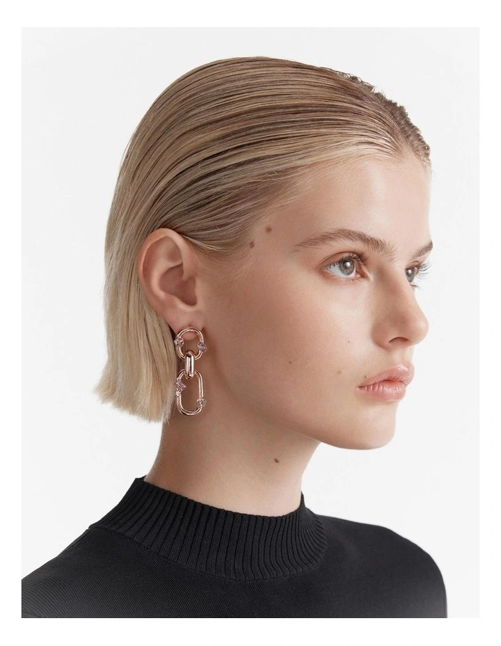 Found Link Drop Earrings in Rose Gold