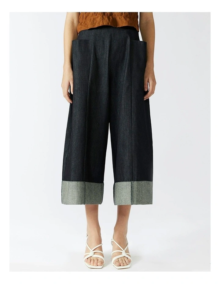 Gardener's Wide Leg Pants in Navy Denim