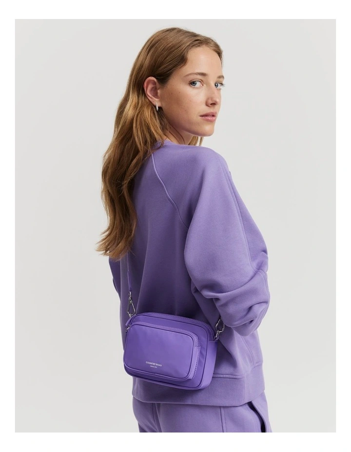 Recycled Polyester Mini Soft Crossbody Bag in Deep Lilac