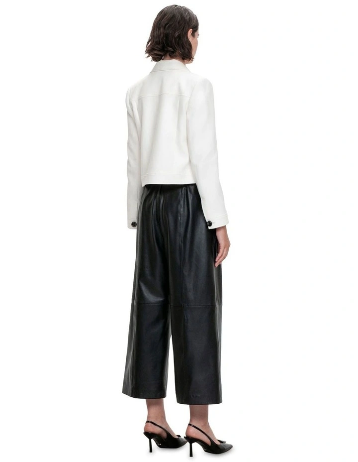 Cotton Twill Crop Jacket in Ivory