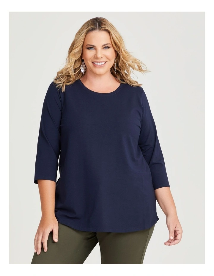 Australian Cotton 3/4 Sleeves Tee in Navy