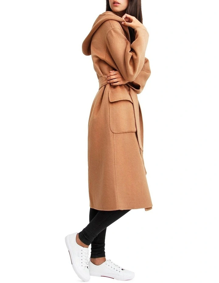 Runaway Wool Dark Camel Robe Coat