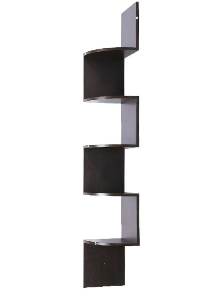 5-Tier Corner Wall Shelf Display Storage Shelves Dark Brown