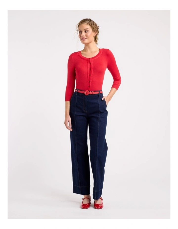 Chessie 3/4 Sleeve Cardi in Red