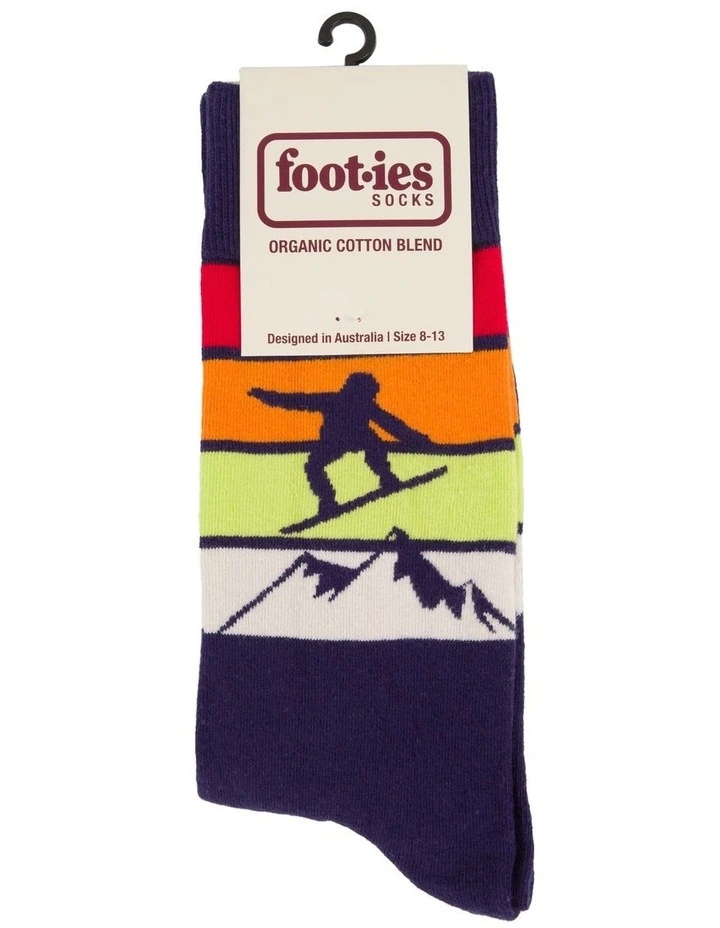 Snowboard Organic Cotton Socks in Blue
