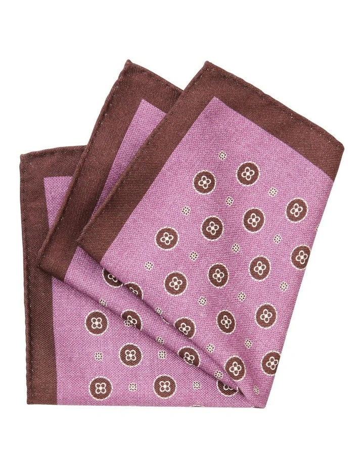 Pocket Square Geometric Print Handkerchiefs in Wine
