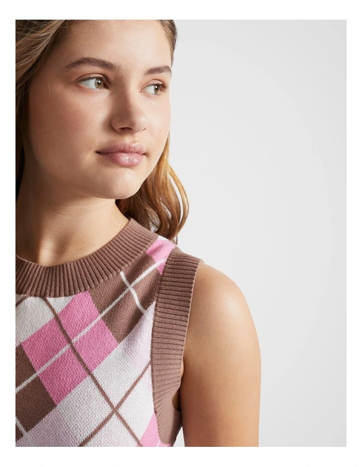 Argyle Knit Vest in Multi