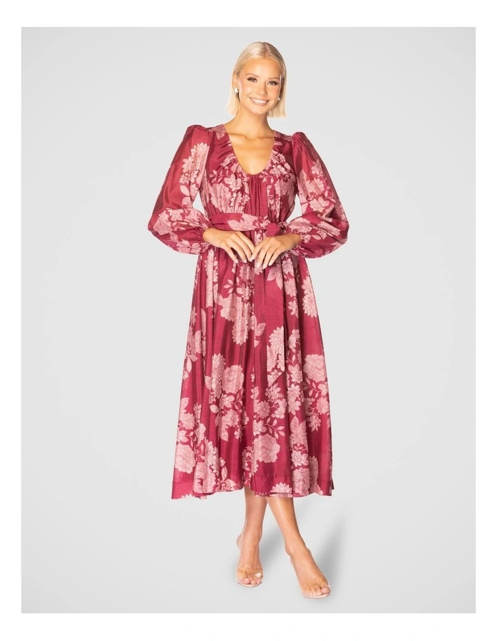 Marey Long Sleeve Midi Dress in Multi