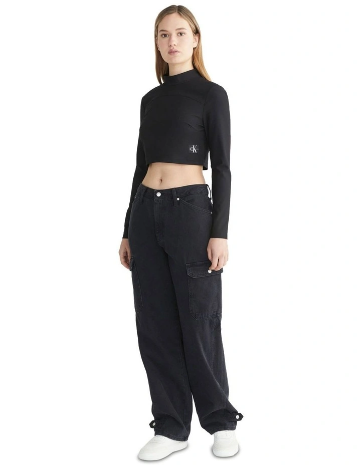 90S Straight Cargo Jeans in Denim Black