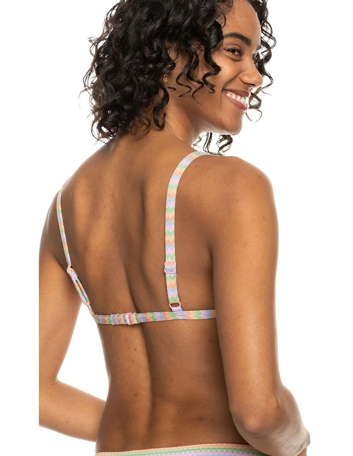 Wavy Stripe Bralette Bikini Top in Papaya