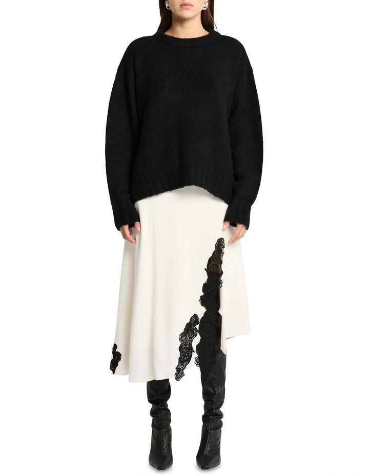 Estilo Cashmere Blend Crew Jumper in Jet Black