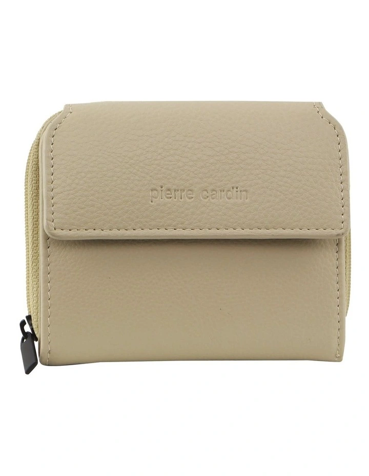 Leather Bi-Fold Flap Wallet Small in Cement