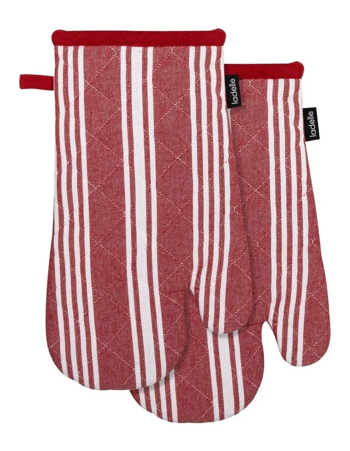 Eco Provincial Stripe Oven Mitt 2 Pack in Red