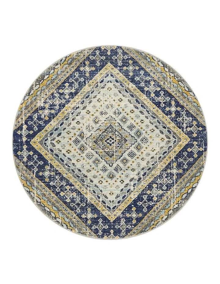 Babylon Round Rug 203 in Navy