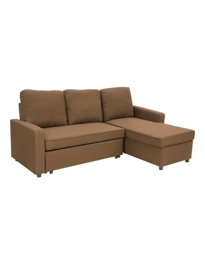 Sarantino 3-Seater Corner Sofa Bed Lounge Storage Chaise Couch Brown