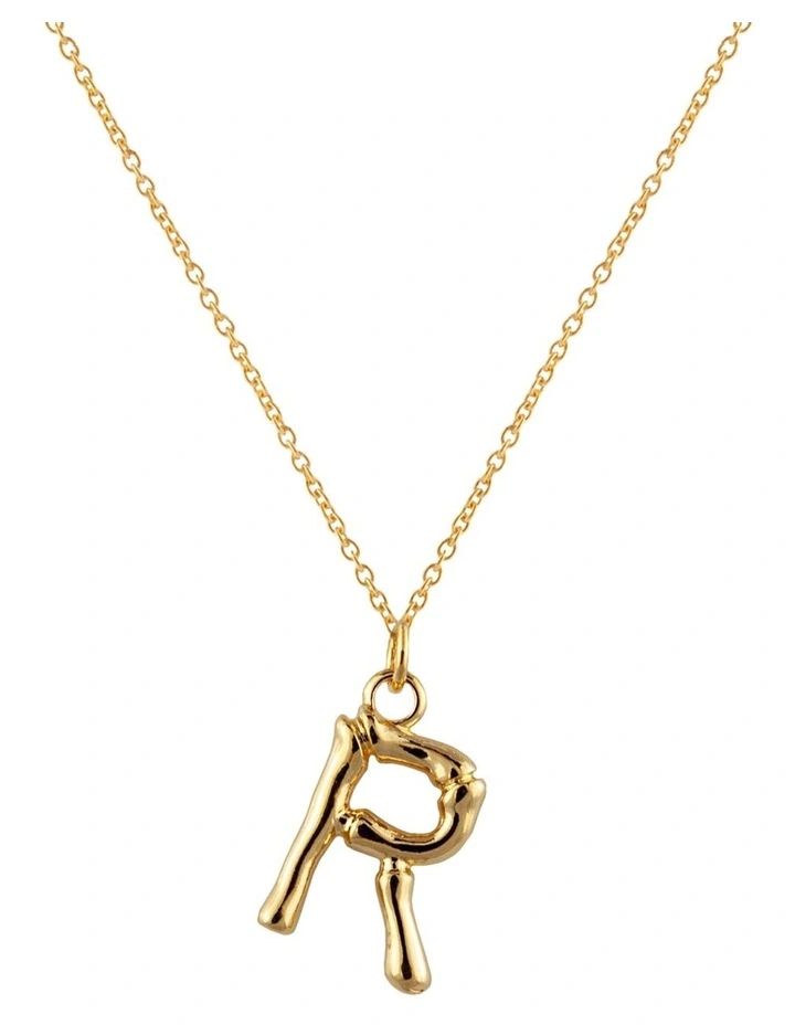 Letter R Initial Gold Necklace
