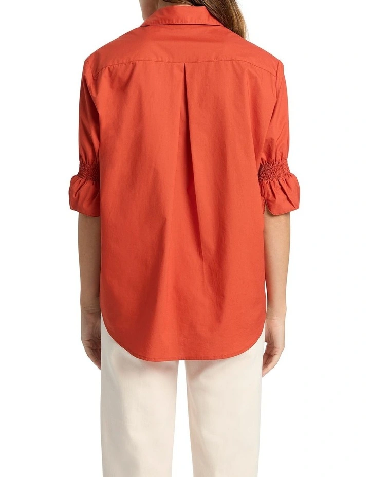 Trina Cotton Shirt in Tangerine