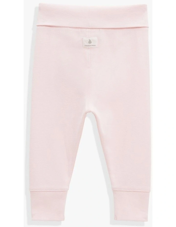 Organically Grown Cotton Fold-over Soft Pant in Pale Pink