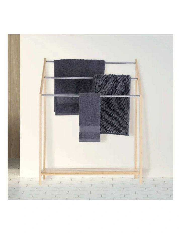 3-Tier Bamboo Standing Towel Rack 85cm in Natural