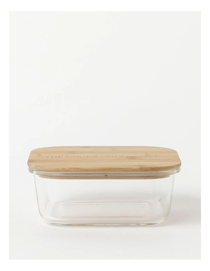 Square Storage Canister with Lid 1200ml in Bamboo/Glass