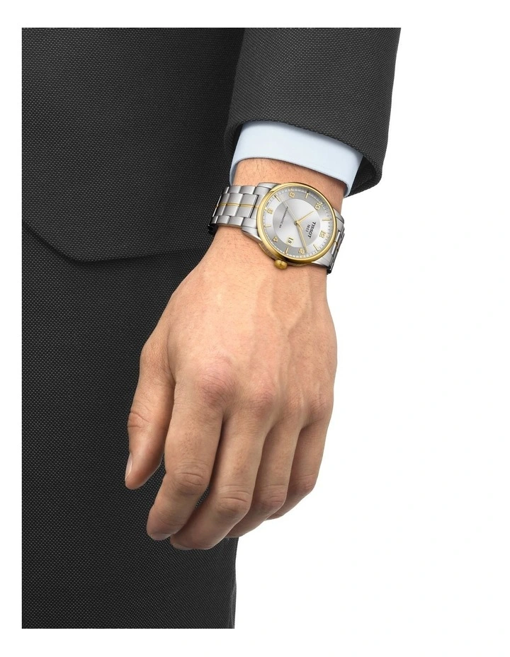 Luxury Powermatic 80 T0864072203700 Automatic Watch in Grey/Yellow Gold