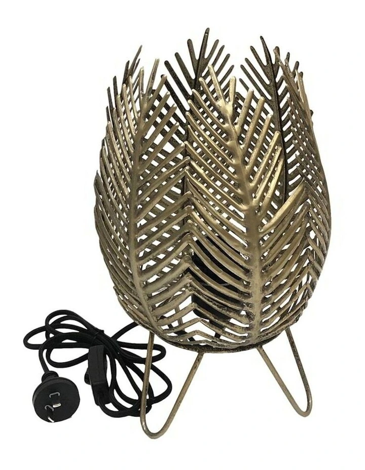 Metal Gold Leaf Designer Table Lamp in Gold