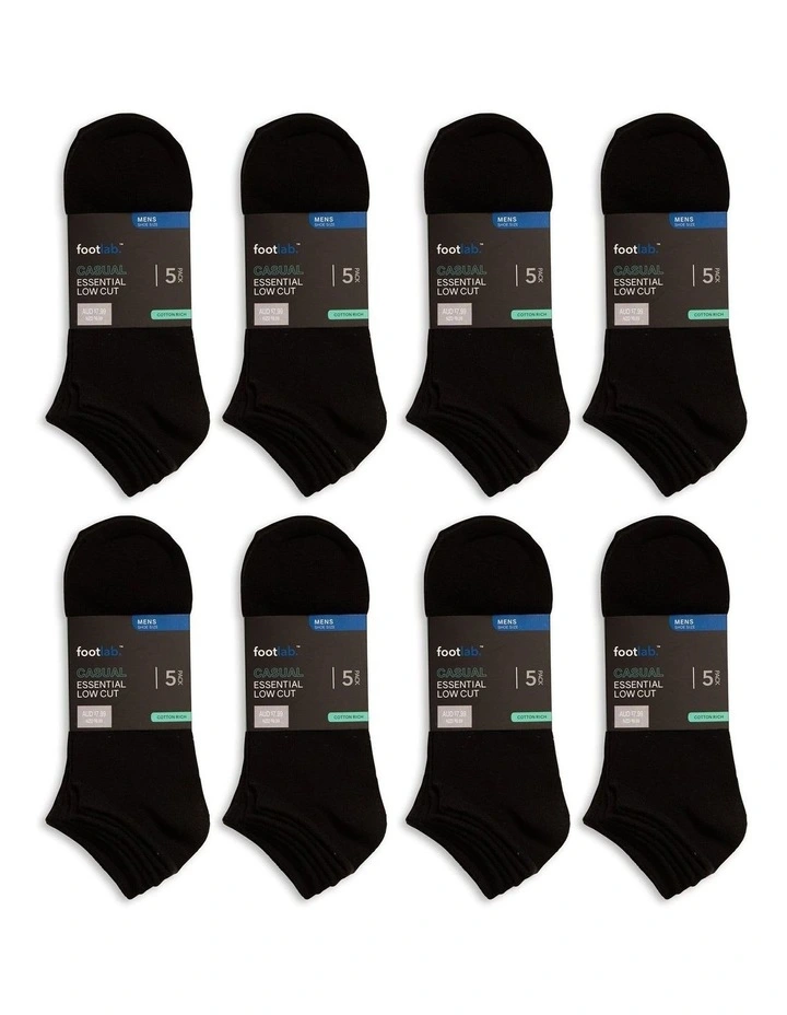 Essential Liner Socks 40 Pack in Black