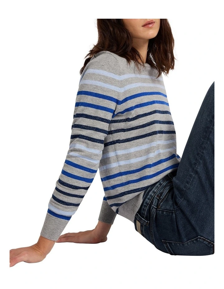 Magic Stripe Knit Top in Blue