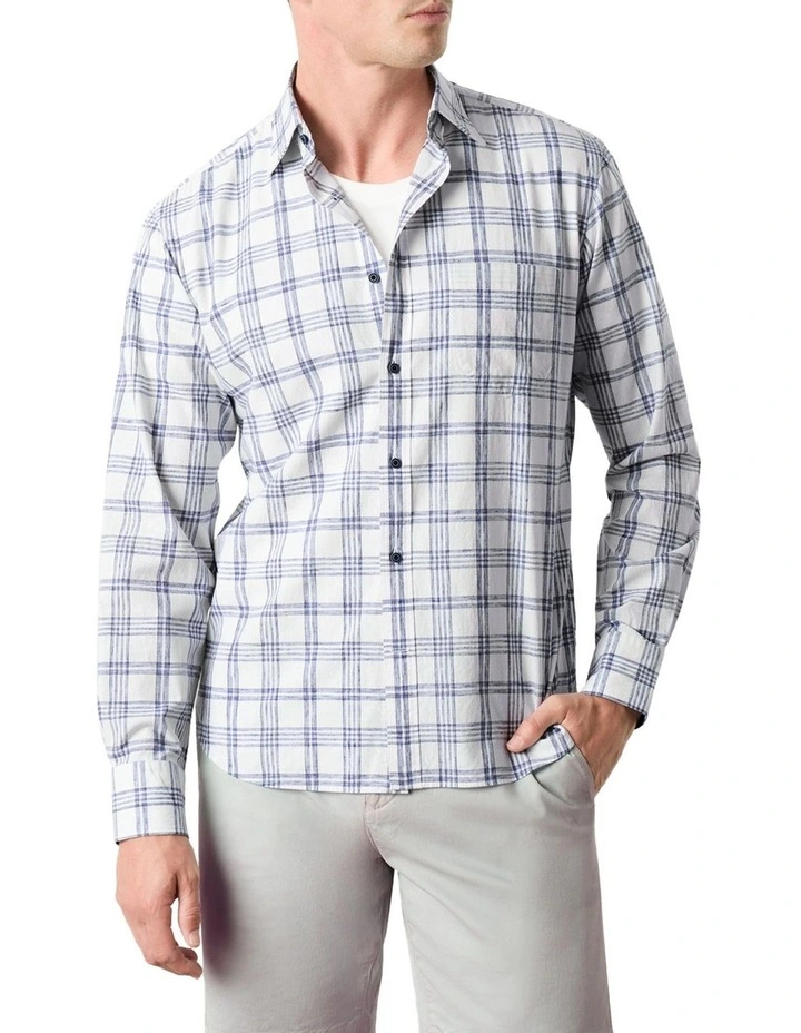 Accera Check Shirt in White Blue