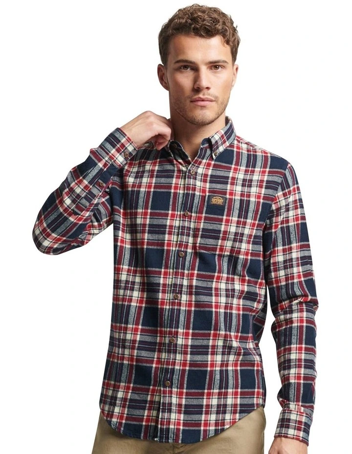 Cotton Lumberjack Shirt in Kansas Check Navy