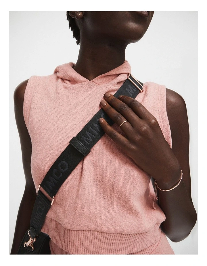 Webbing Bag Strap in Black Rose Gold