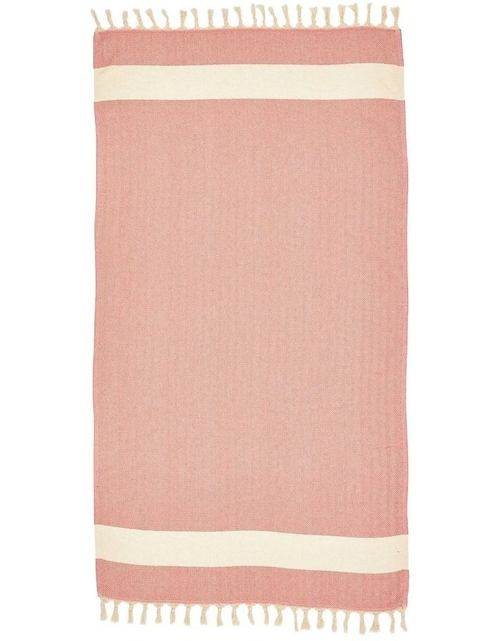 Zig Zag Turkish Towel in Coral