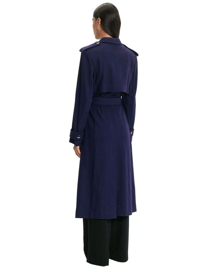 Fine Wool Trench Coat in Dark Violet