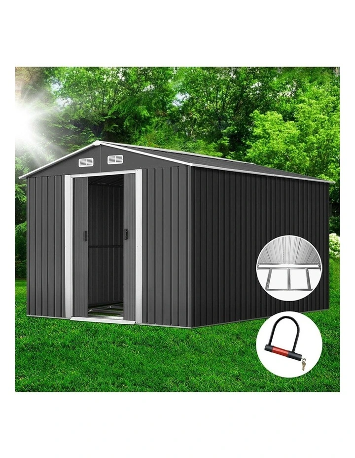Garden Shed with Metal 2.6x3.9m in Black