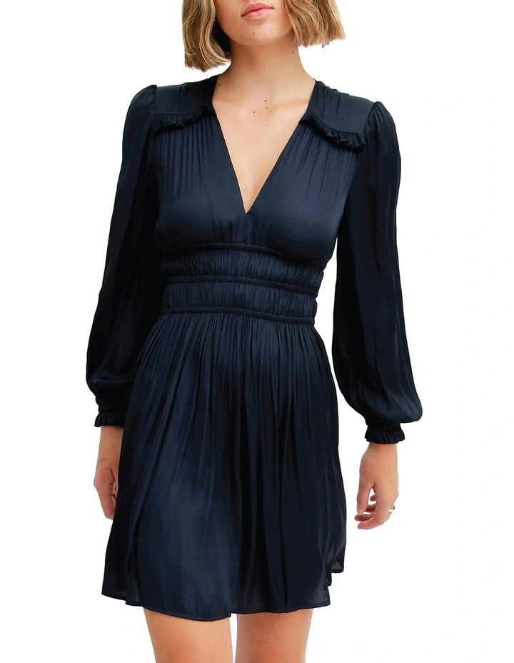 Shine Bright Ruched Mini Dress Navy