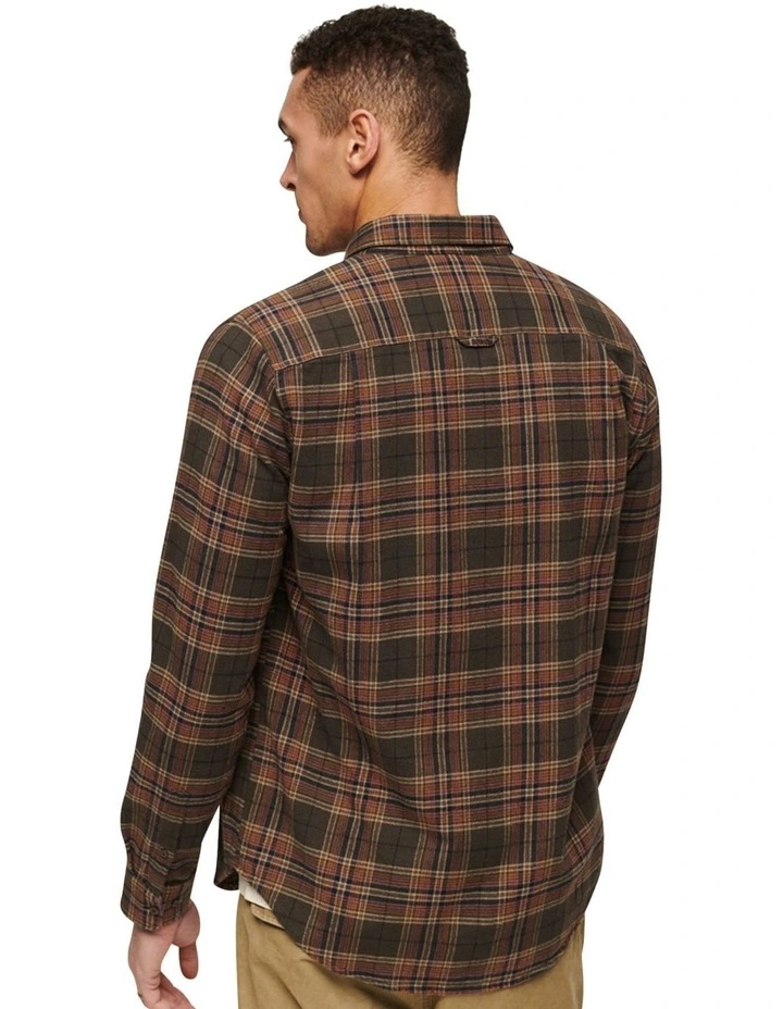 Cotton Lumberjack Shirt in Drayton Check Olive