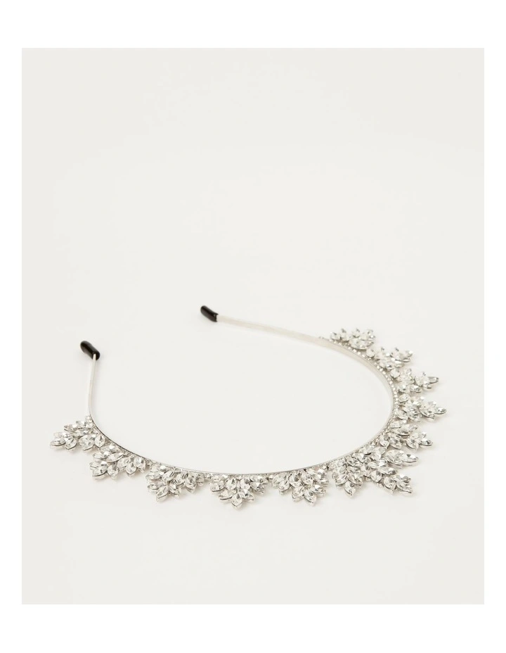 Embellished Crown Headband in Silver