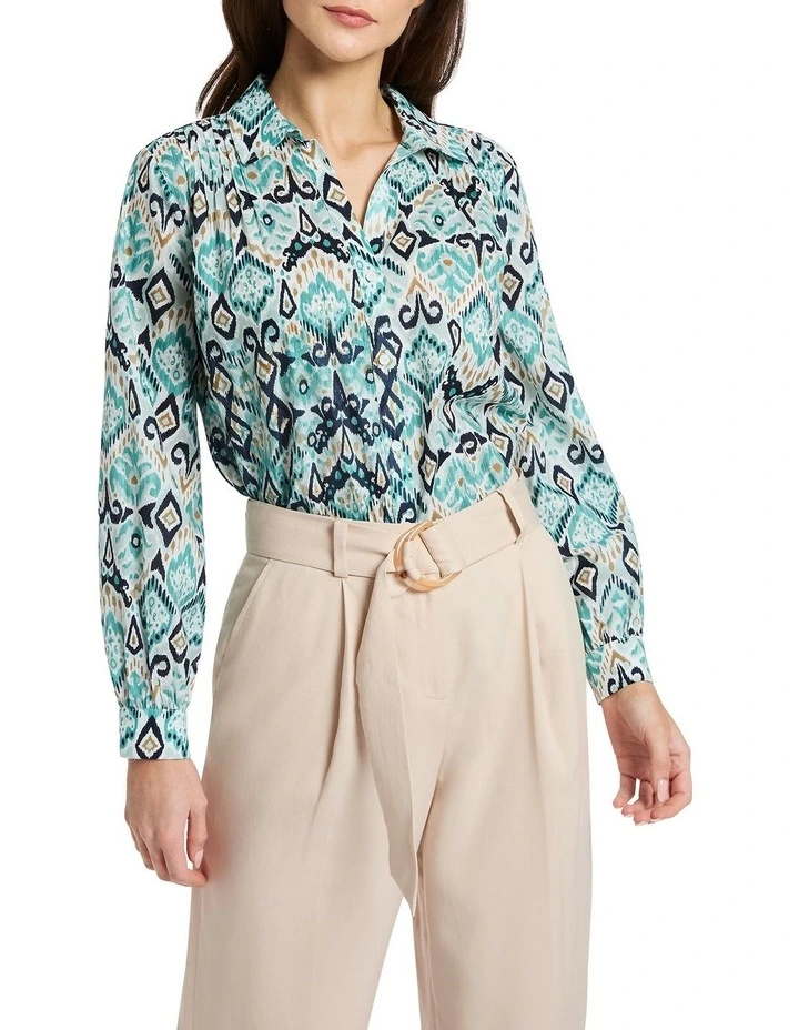 Ramona Cotton Blouse in Mint Multi