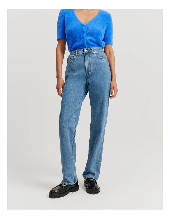 High Rise Straight Leg Jean in Light Wash