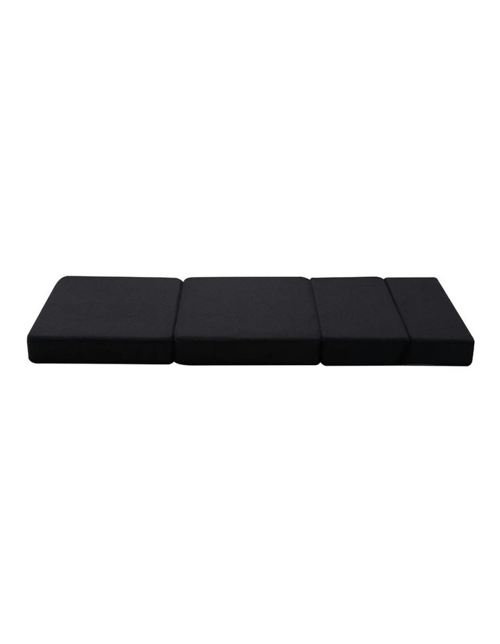 Foldable Foam Mattress Single With Mesh Covers in Black