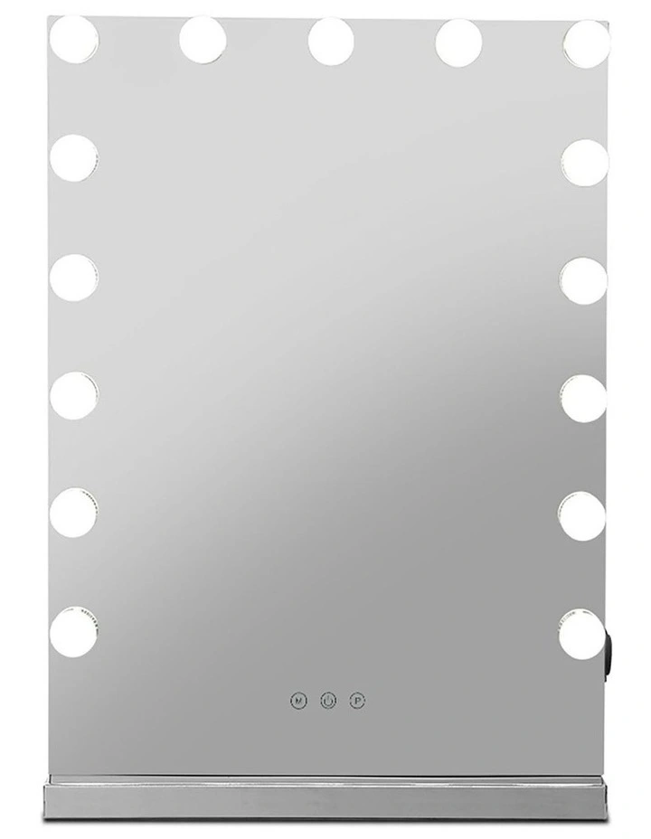Hollywood Makeup Mirror With 15 LED Bulbs Lighted Frameless in Silver