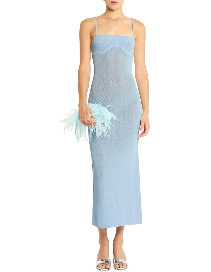 Dream Weaver Knit Dress in Two Tone Blue