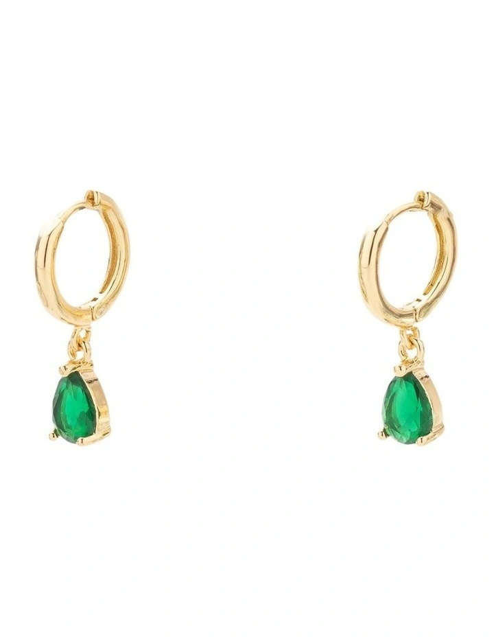 Reborn Classic Drop Huggies Earrings in Green