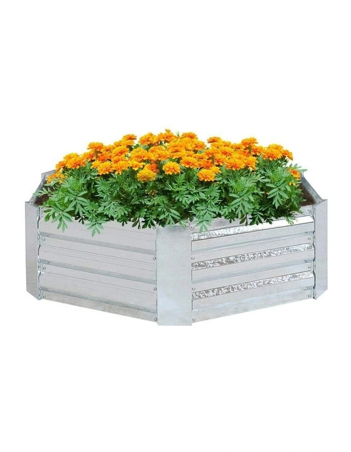 Hexagon Shape Outdoor Planter Box 60cm in Silver