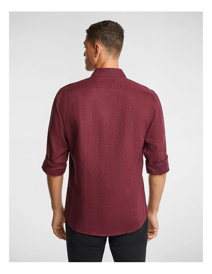 West Hampton Pure Linen Shirt in Dark Berry