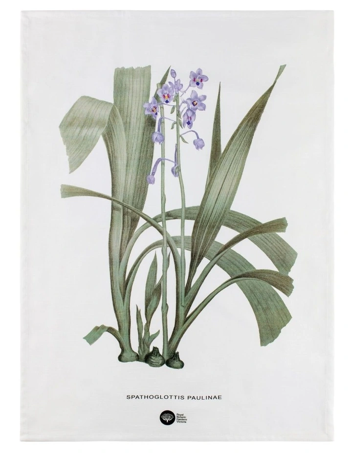 Royal Botanic Gardens Australian Orchids Tea Towel 50x70cm in Lilac